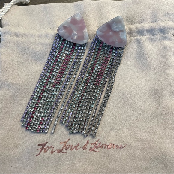 For Love and Lemons - Azalea Crystal Earrings, Pinky - Picture 3 of 4